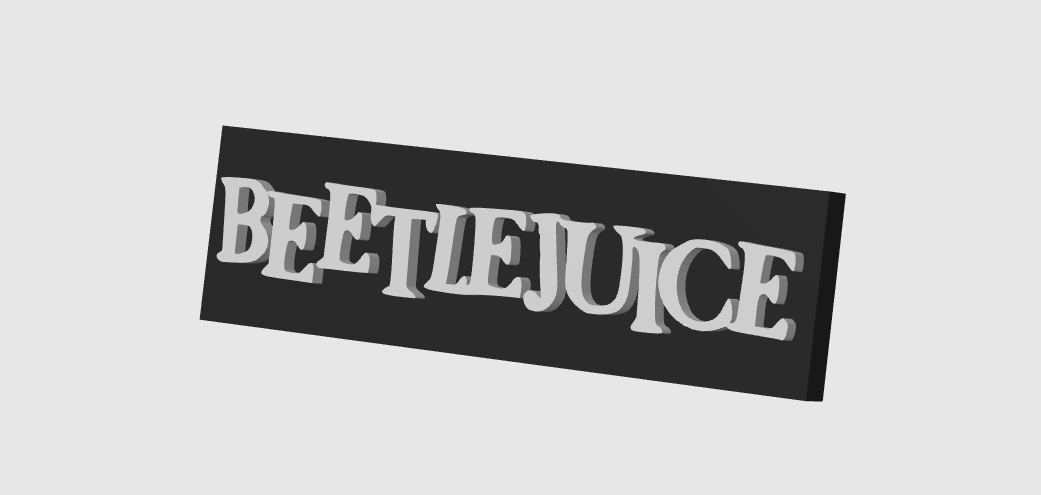 BeetleJuice Display Plaque, 3D Printed Logo