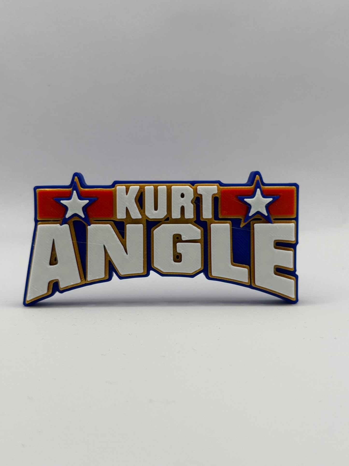 Kurt Angle WWE Wrestling Freestanding Display Plaque, 3D Printed Logo