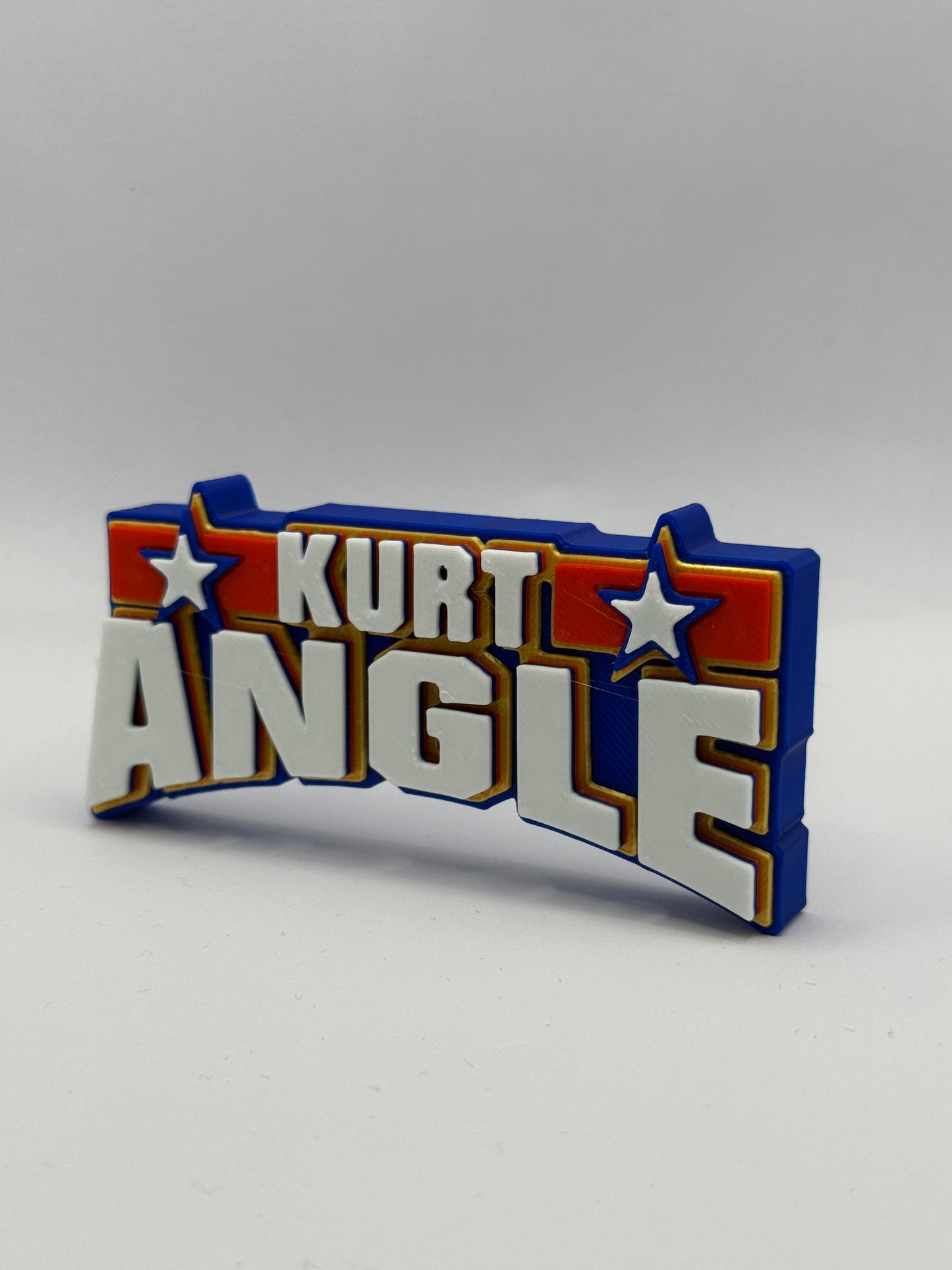 Kurt Angle WWE Wrestling Freestanding Display Plaque, 3D Printed Logo