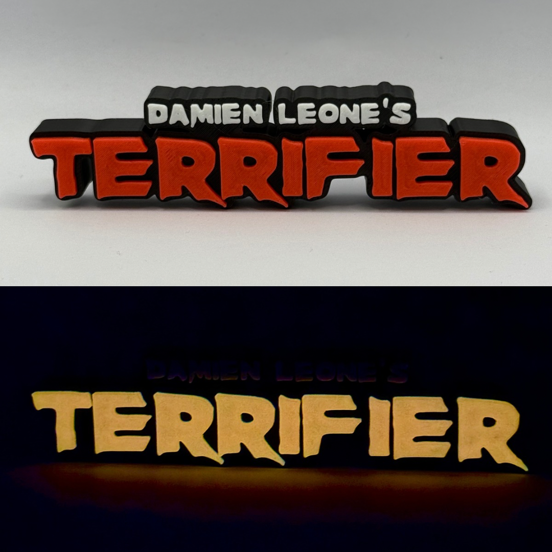 Damien Leone's Terrifier Glow In The Dark Free Standing Display Plaque, 3D Printed