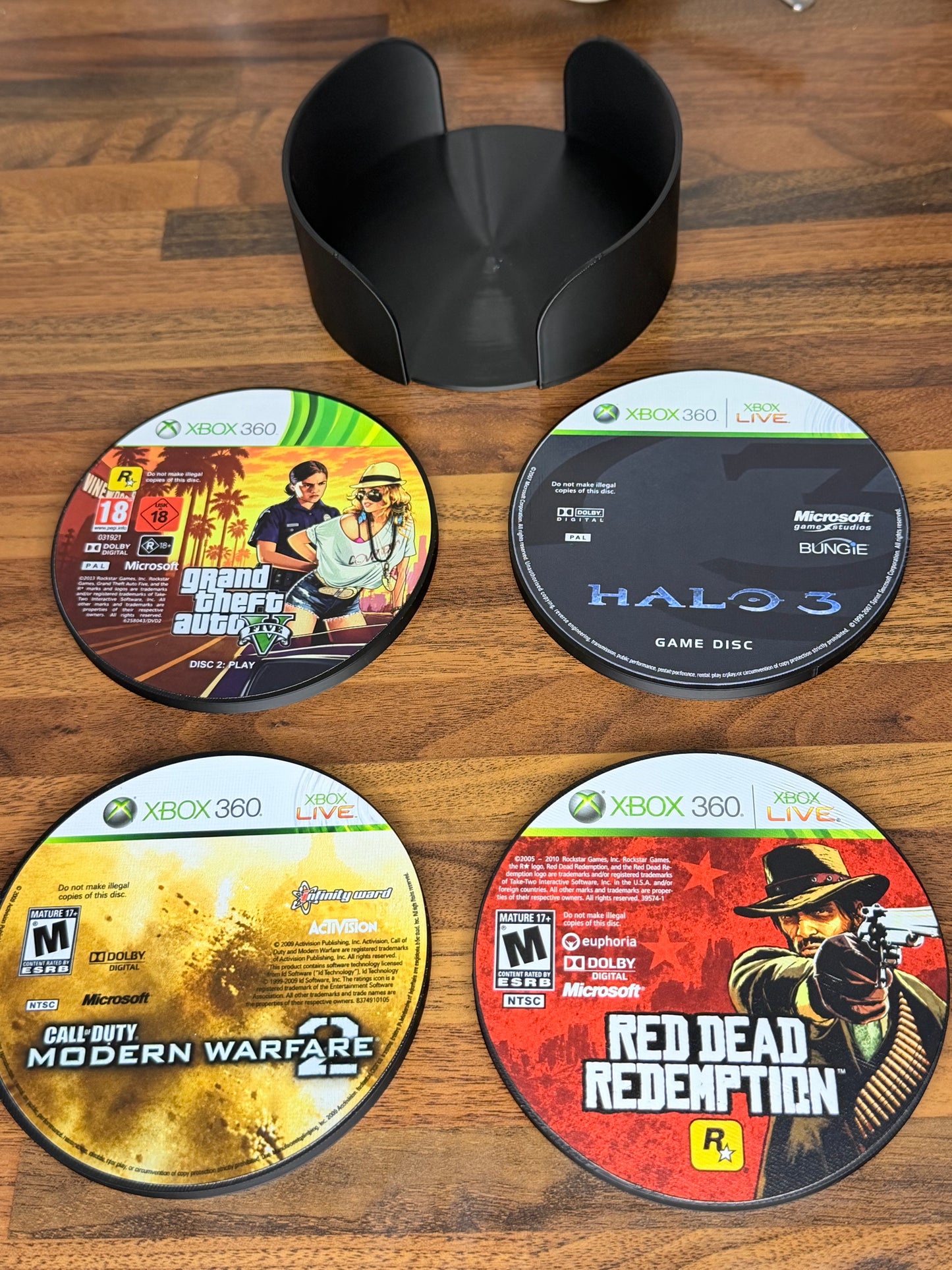 Xbox 360 Mixed Disc Drink Coaster Set With Holder