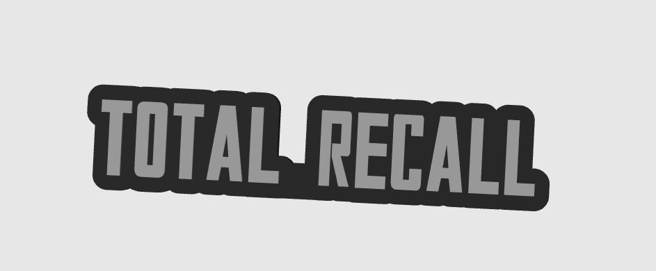 Total Recall Free Standing 3D Printed Logo