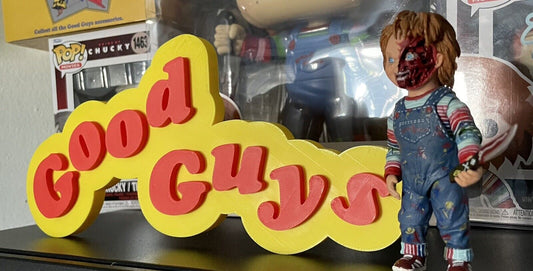 Chucky Good Guys Logo Horror Freestanding Display Plaque, 3D Printed