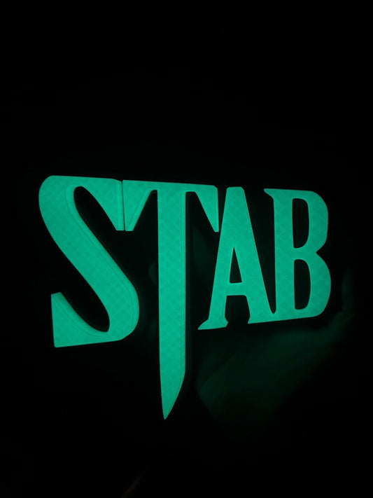 Glow In The Dark Scream Stab Wall / Desk Plaque, 3D Printed Logo