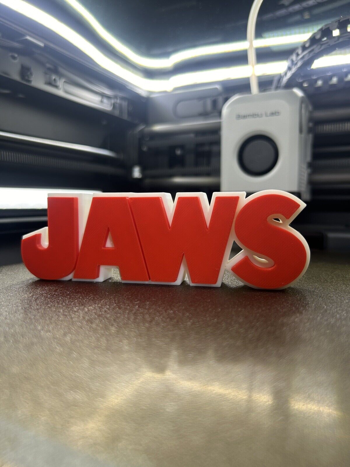 JAWS Logo Horror Freestanding Display Plaque, 3D Printed