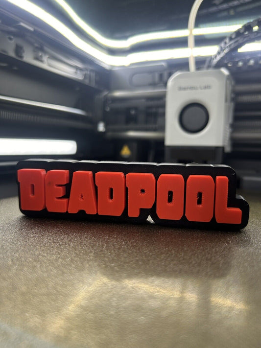 Deadpool Logo Freestanding Display Plaque, 3D Printed