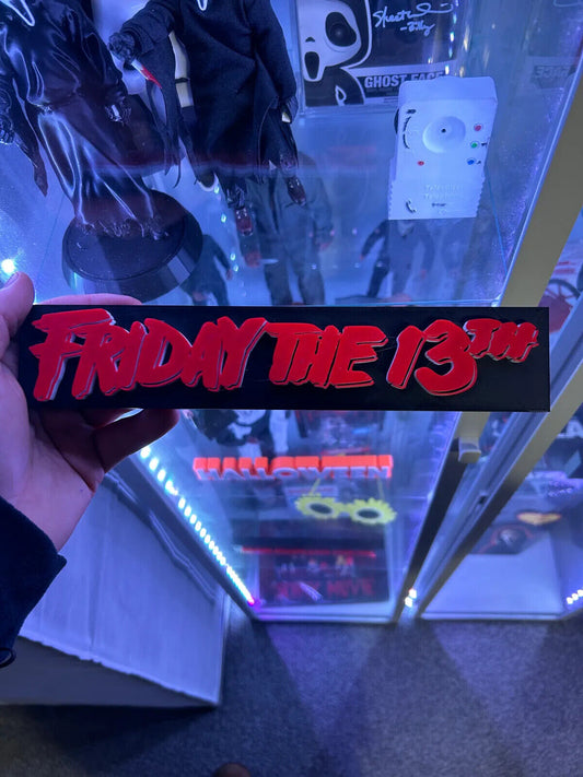 Friday The 13th Display Plaque, 3D Printed Logo