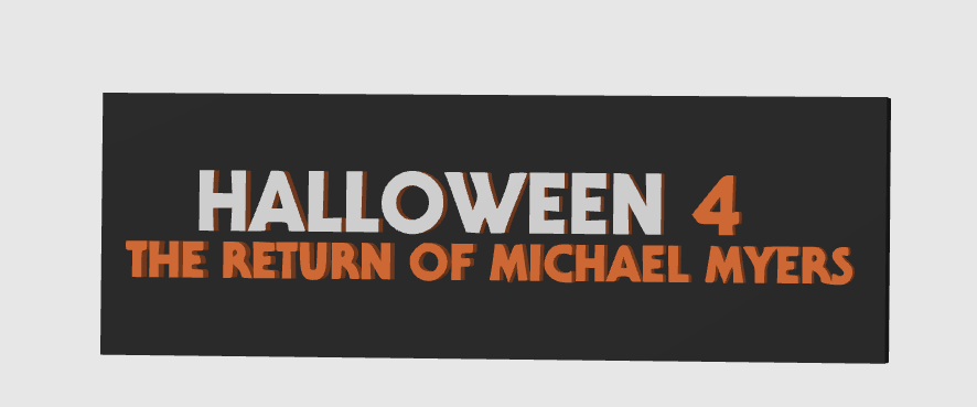 Halloween Horror Micheal Myers Display Plaque, 3D Printed Logo