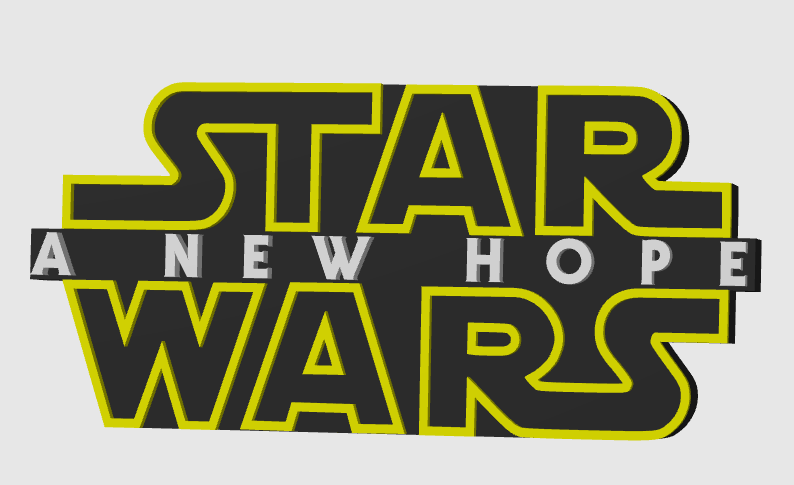 Star Wars A New Hope Freestanding Display Plaque, 3D Printed