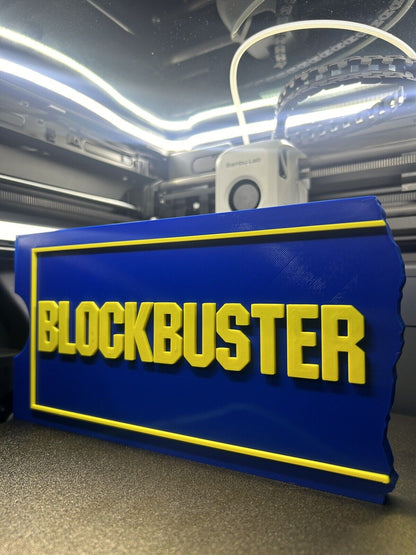 Blockbuster Logo Freestanding Display Plaque, 3D Printed