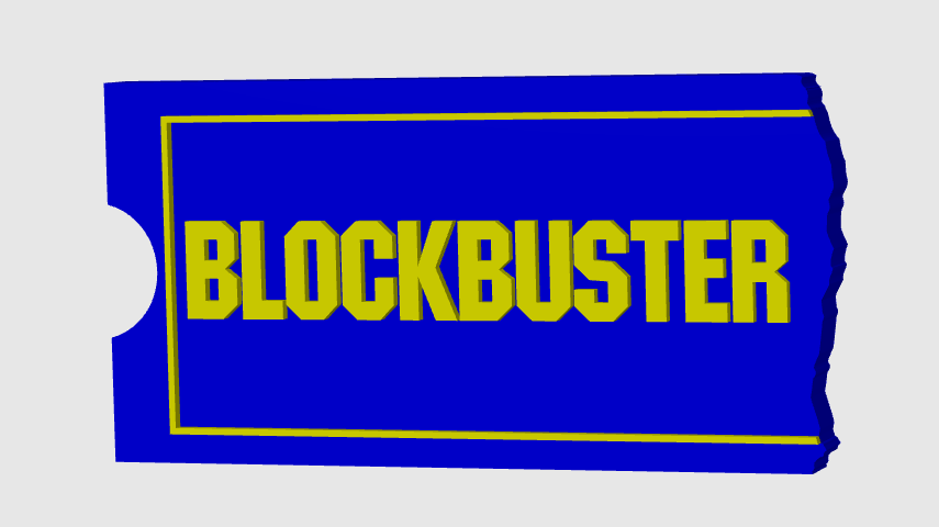 Blockbuster Logo Freestanding Display Plaque, 3D Printed