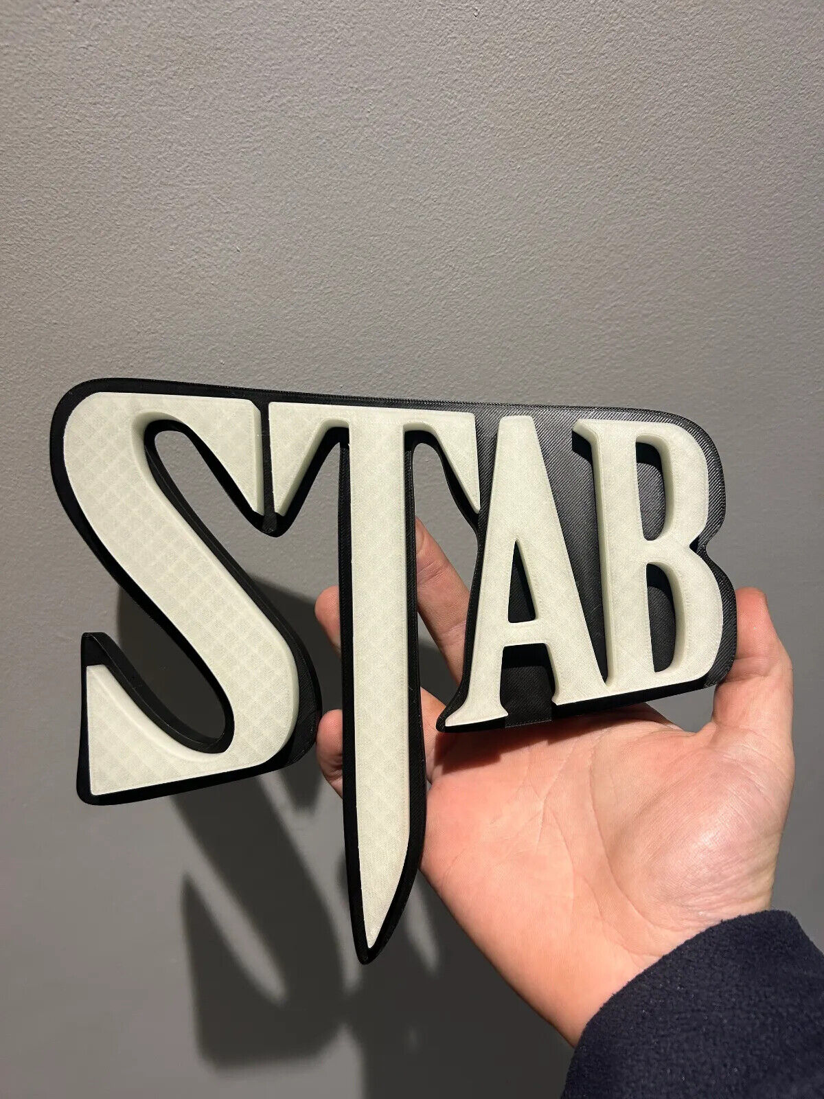 Glow In The Dark Scream Stab Wall / Desk Plaque, 3D Printed Logo