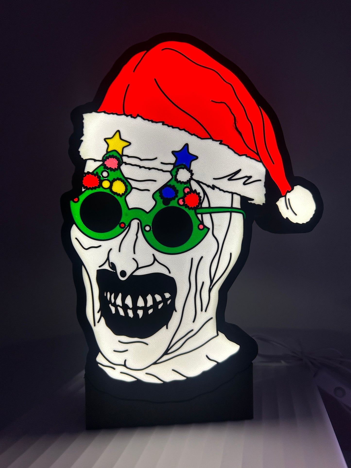 Terrifier 3 Art The Clown Santa LED Lightbox (Click on / off)