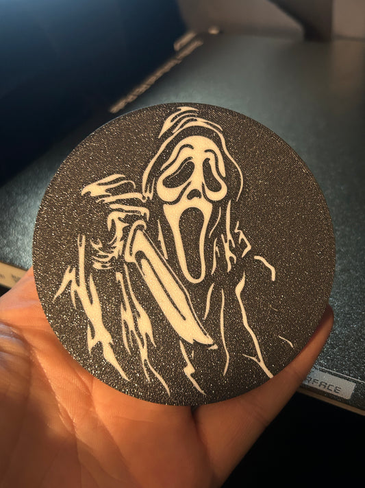 Scream Ghostface, 3D Printed Hot / Cold Drinks Coaster