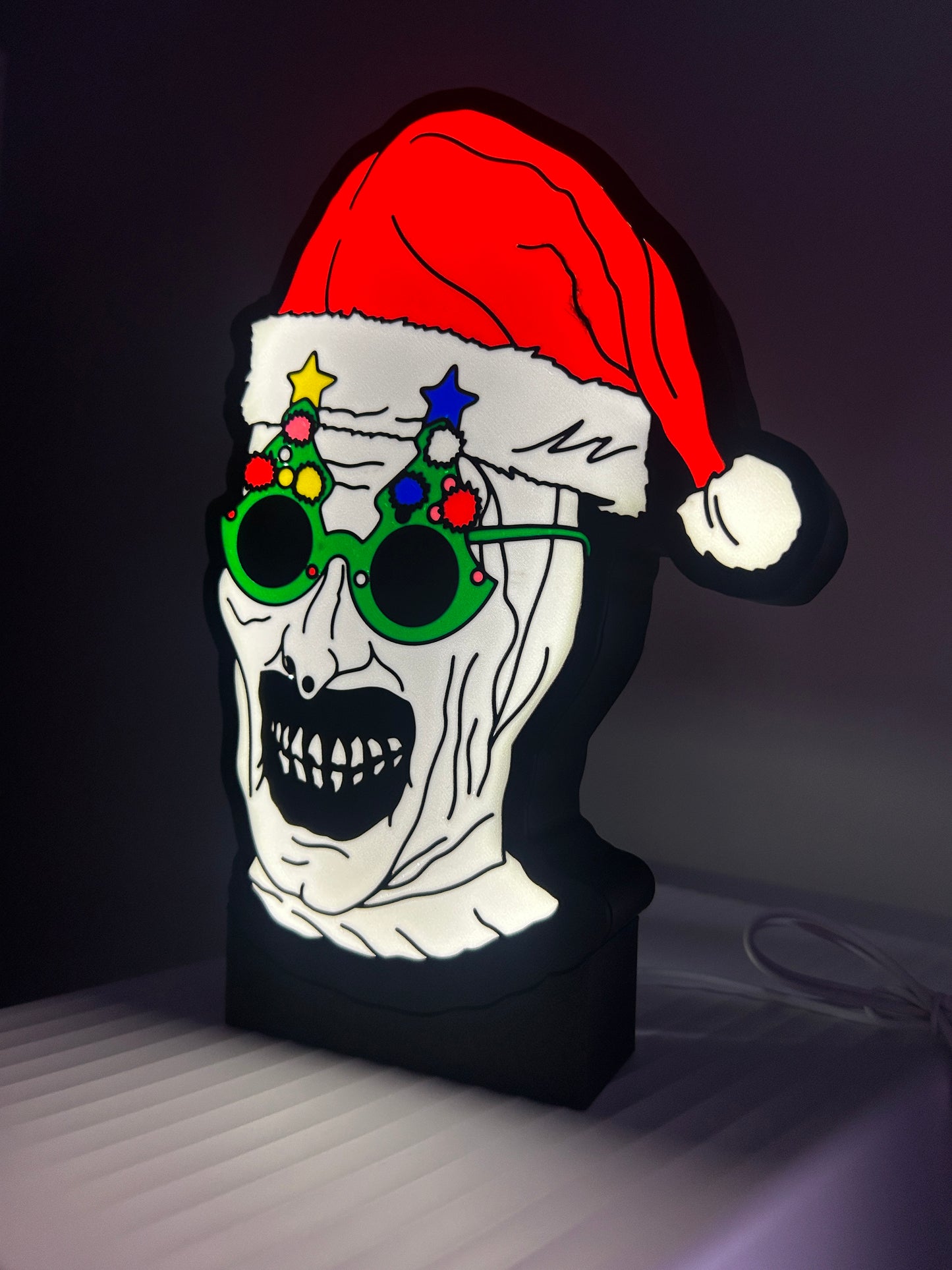 Terrifier 3 Art The Clown Santa LED Lightbox (Click on / off)