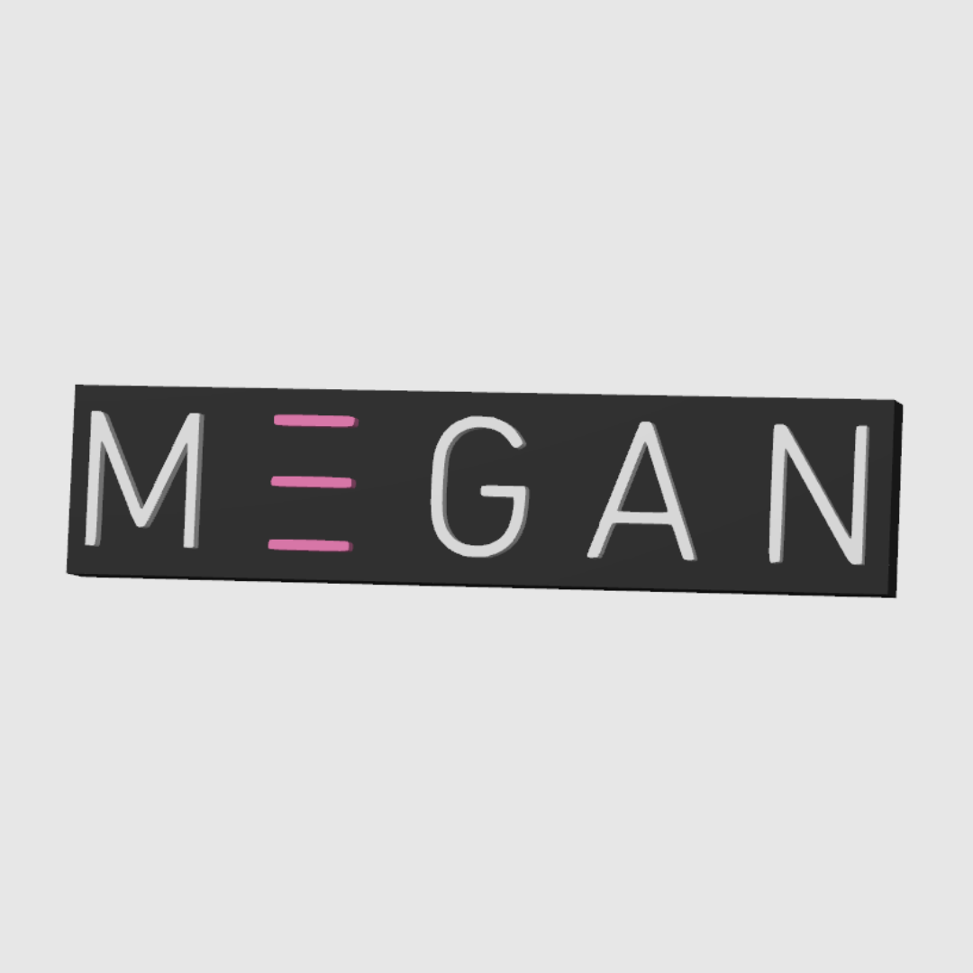 Megan Logo Horror Freestanding Display Plaque, 3D Printed