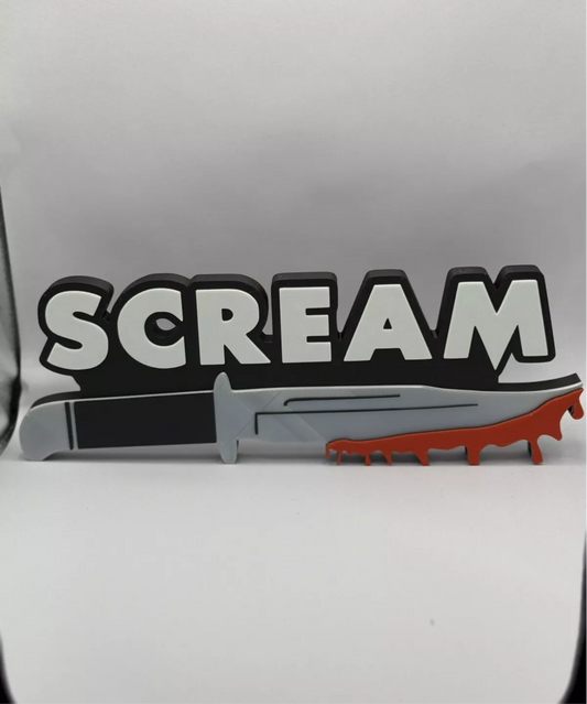 Scream Knife Plaque (Silver), Free Standing Letter 3D Printed Logo