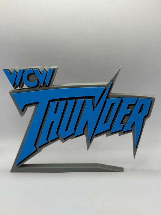 WCW Thunder WWE WWF Wrestling Freestanding Display Plaque, 3D Printed Logo