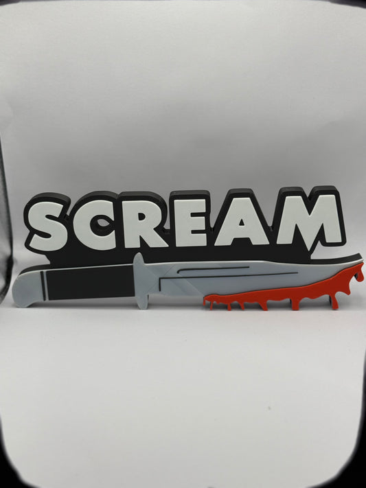 Scream Ghostface Knife Plaque (Silver), Free Standing Letter 3D Printed Logo