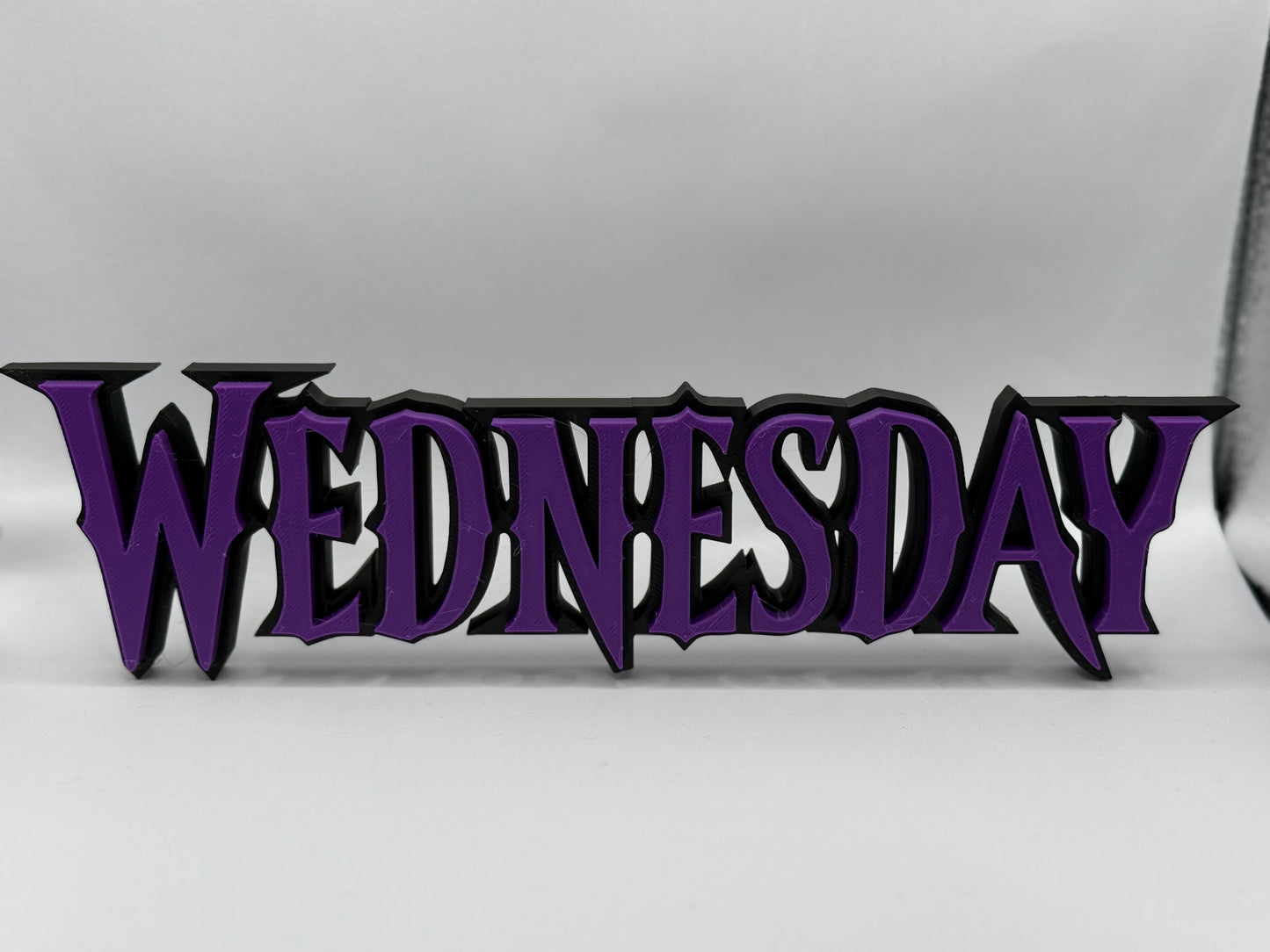 Wednesday Freestanding  Display Plaque, 3D Printed Logo