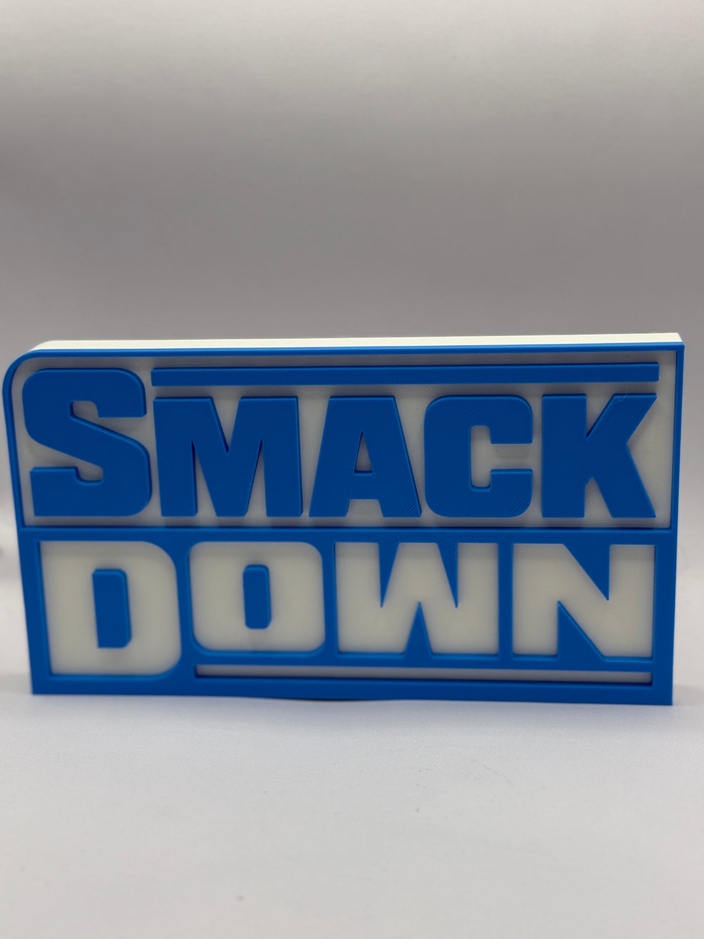Smack Down (2019) WWE WWF Wrestling Freestanding Display Plaque, 3D Printed Logo