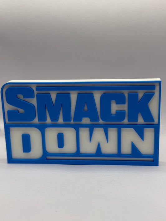 Smack Down (2019) WWE WWF Wrestling Freestanding Display Plaque, 3D Printed Logo