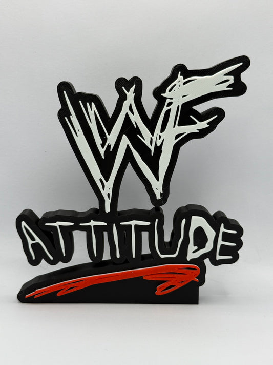 WWF Attitude Wrestling Freestanding Display Plaque, 3D Printed Logo