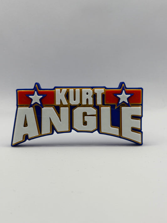 Kurt Angle WWE Wrestling Freestanding Display Plaque, 3D Printed Logo