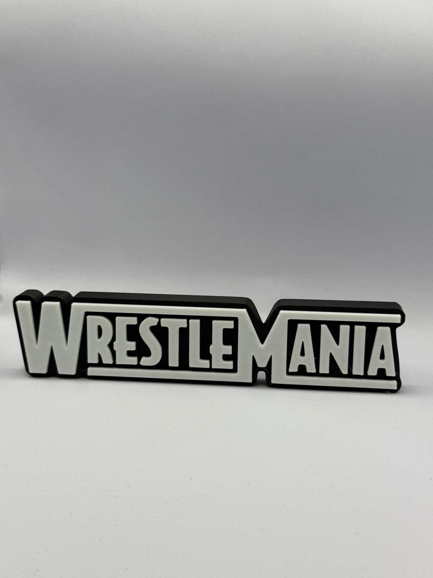 Wrestlemania Wrestling WWE  Freestanding Display Plaque, 3D Printed Logo