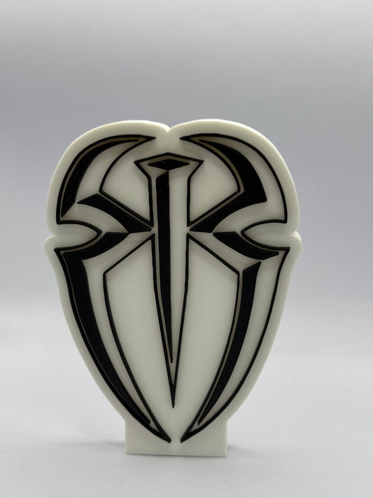 Roman Reigns WWE WWF Wrestling Freestanding Display Plaque, 3D Printed Logo