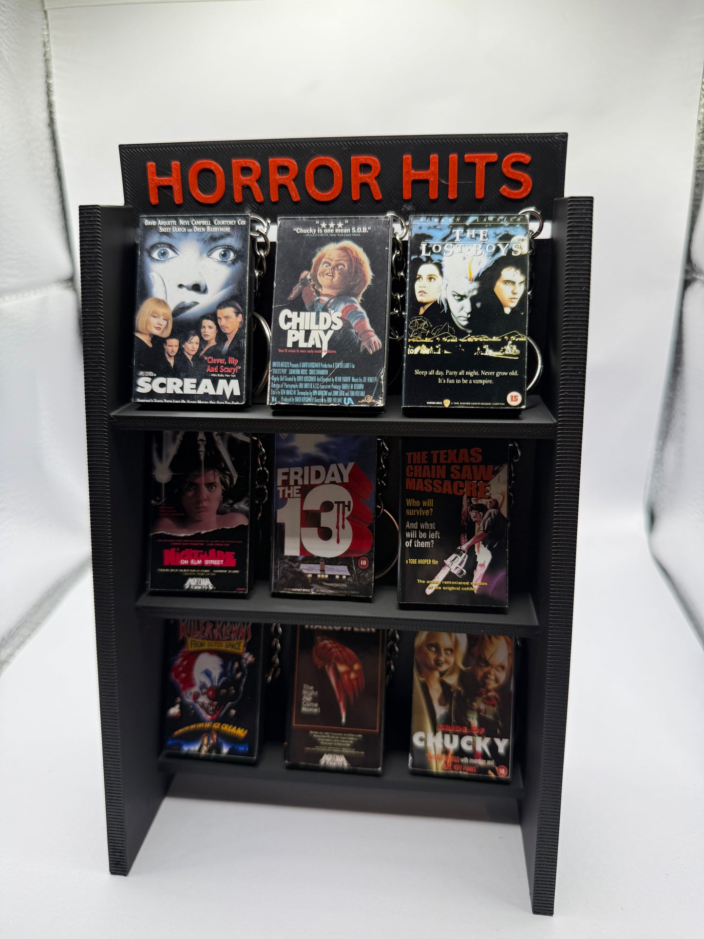 VHS Keychain Blockbuster Style Shelf