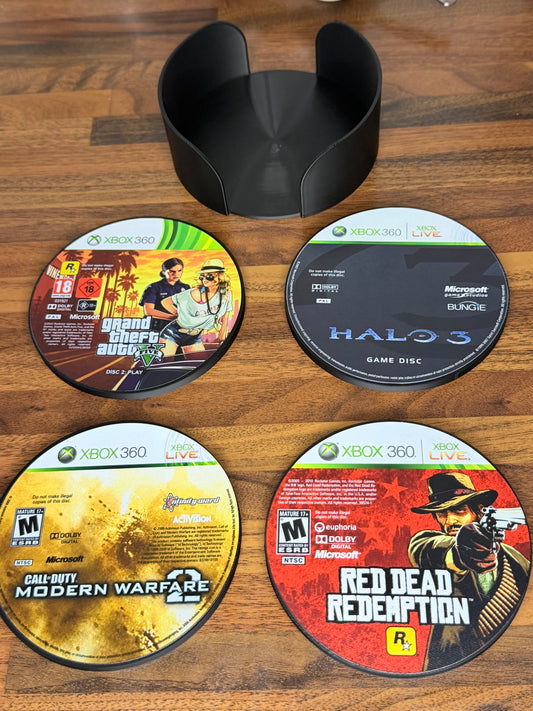 Xbox 360 Mixed Disc Drink Coaster Set With Holder