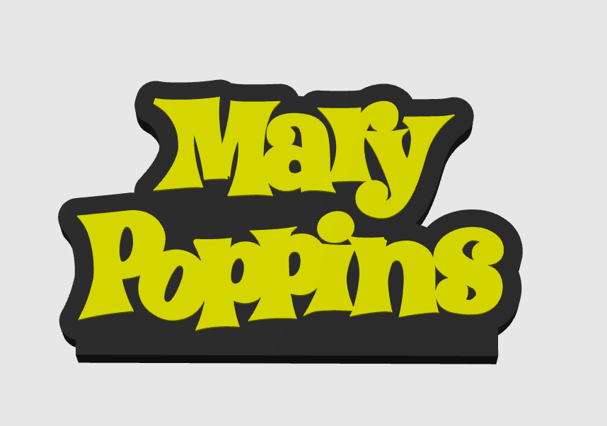 Mary Poppins (1964) Freestanding Display Plaque, 3D Printed