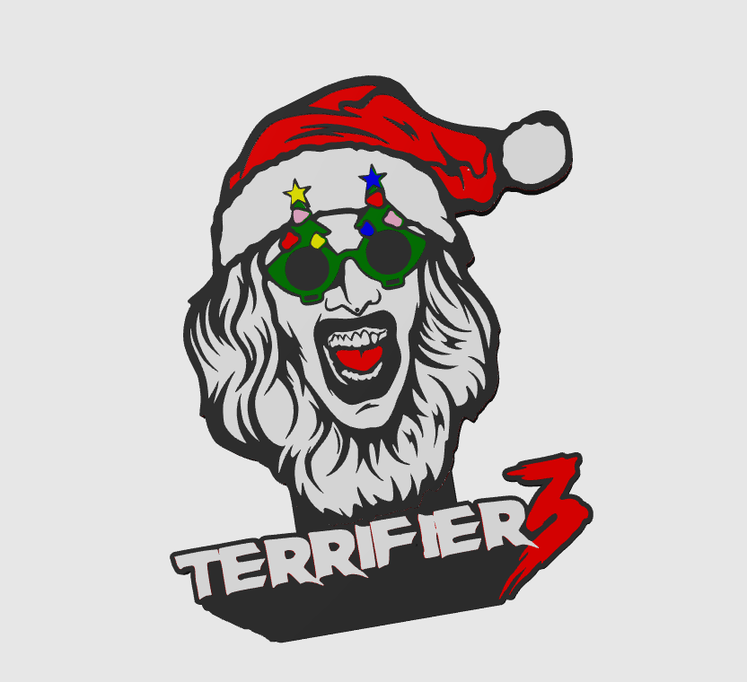 TERRIFIER 3 (Santa) Art The Clown Free Standing Horror Display Plaque, 3D Printed