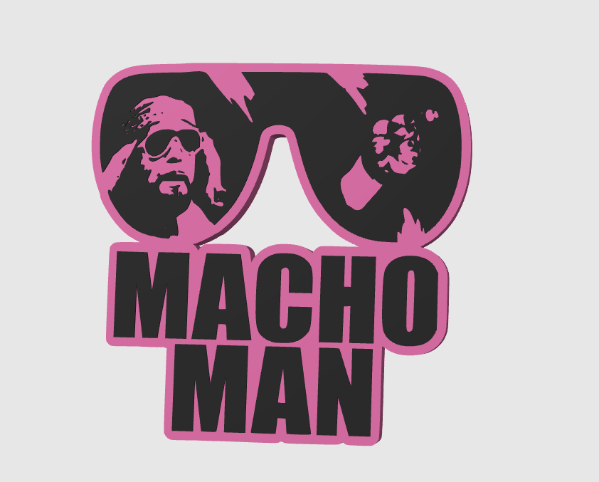 Macho Man Wrestling Freestanding Display Plaque, 3D Printed Logo