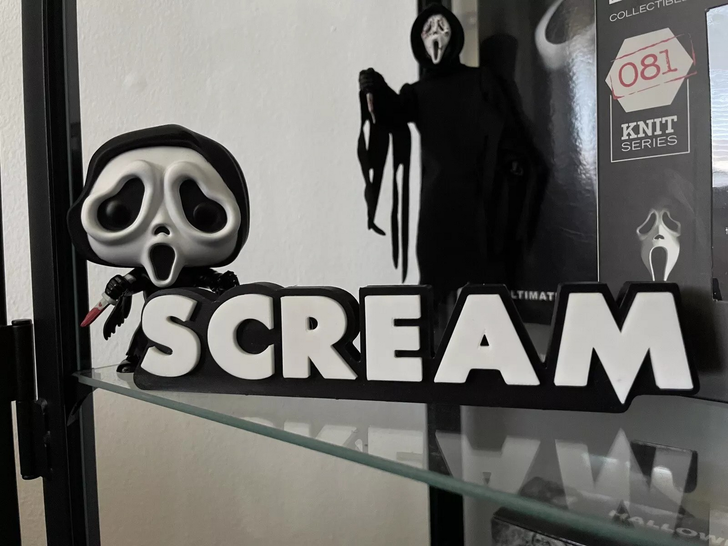 Scream Ghostface Logo Horror Freestanding Display Plaque, 3D Printed